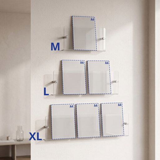 Relaxdays Zeitschriftenhalter 3er Set 10053847_58 | Transparenter Wandzeitungshalter