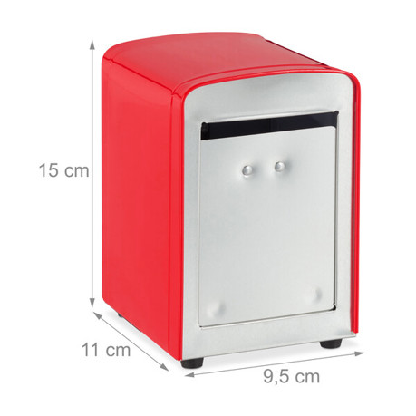 Relaxdays Serviettenspender 10025508_47 | Roter Retro-Serviettenspender