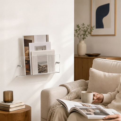 Relaxdays Zeitschriftenhalter 3er Set 10053847_58 | Transparenter Wandzeitungshalter