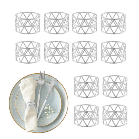 Relaxdays Serviettenringe 12er Set 10046837_55 | Silber Serviettenring