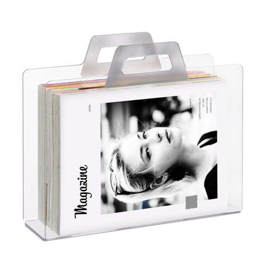 Relaxdays Zeitungsständer 10027946_55 | Transparenter Acryl Magazinsammler