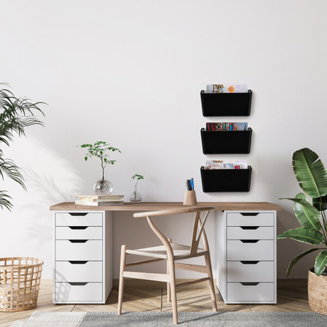 Relaxdays Zeitschriftenhalter 10048473_0 | Schwarzer Wandzeitungshalter
