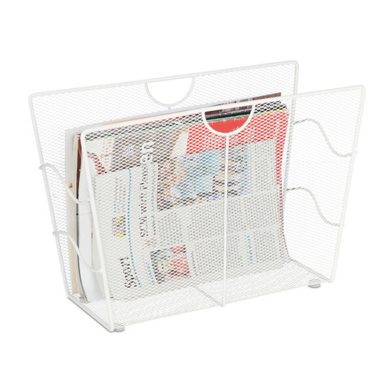 Relaxdays Zeitungsständer 10032569_0 | Weißer Metall-Magazinsammler