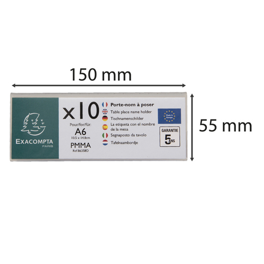 Exacompta Exacryl 10er-Set 86358D | Beidseitiges DIN A6 Tischnamensschild