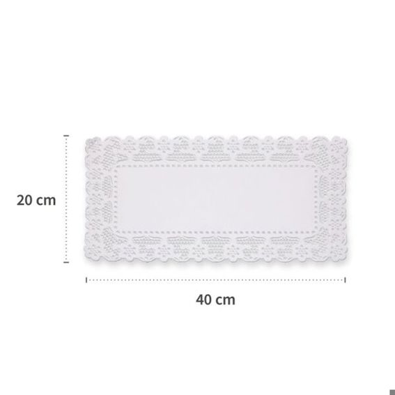 Hygostar Tortenspitzen 36351 | Rechteckige weiße Dessertdeckchen