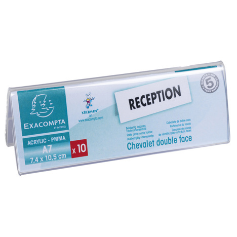 Exacompta Exacryl 87358D | Beidseitiges Tischnamensschild DIN A7