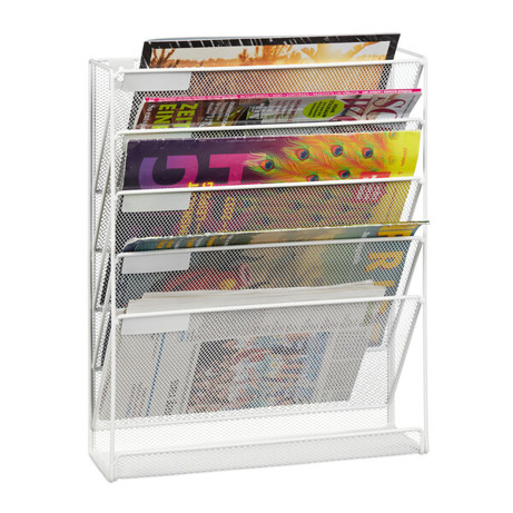 Relaxdays Zeitschriftenhalter 10032568_0 | Weißer Wandzeitungshalter