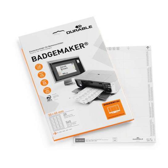 Durable BADGEMAKER 145102 | Mikroperforierte Tischaufsteller-Einsteckkarte