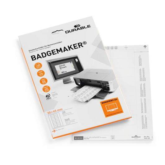 Durable BADGEMAKER 1423 | Mikroperforierte Tischaufsteller-Einsteckkarte