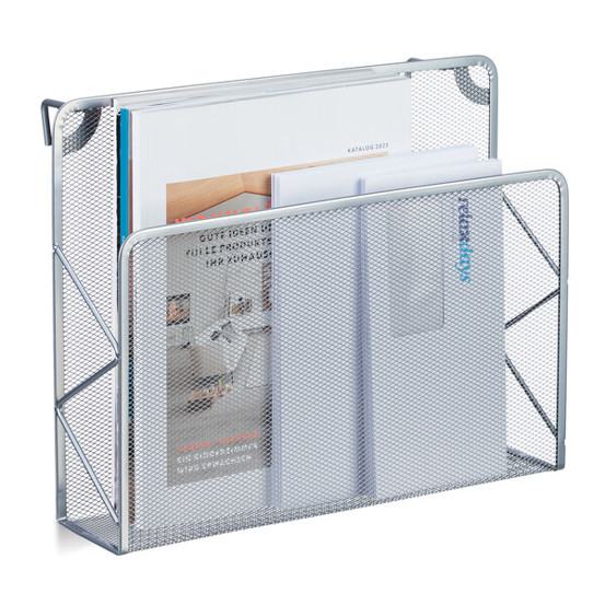 Relaxdays Wand-Zeitschriftenhalter 10047527_55 | Silber Wandzeitungshalter