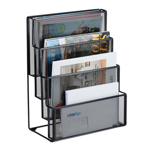 Relaxdays Zeitschriftenhalter 10047526_46 | Schwarzer Zeitungshalter