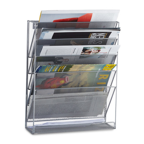 Relaxdays Zeitschriftenhalter 10022508_55 | Silber Wandzeitungshalter