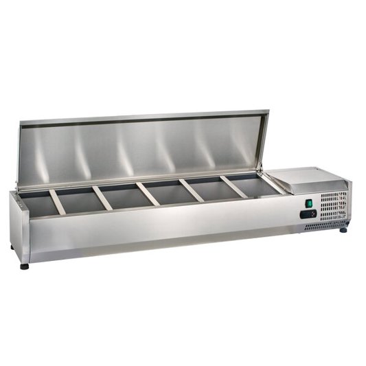 GastroHero Kühlaufsatz ECO VRXH1400/330SS | 6 x GN 1/4 Aufsatzkühlvitrine