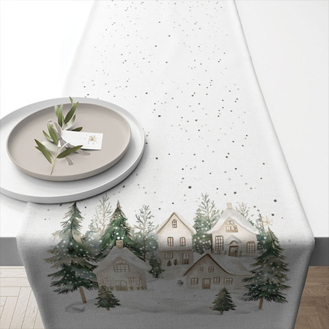 AMBIENTE Verschneite Häuser 36620995 | 40 x 150 cm Tischläufer