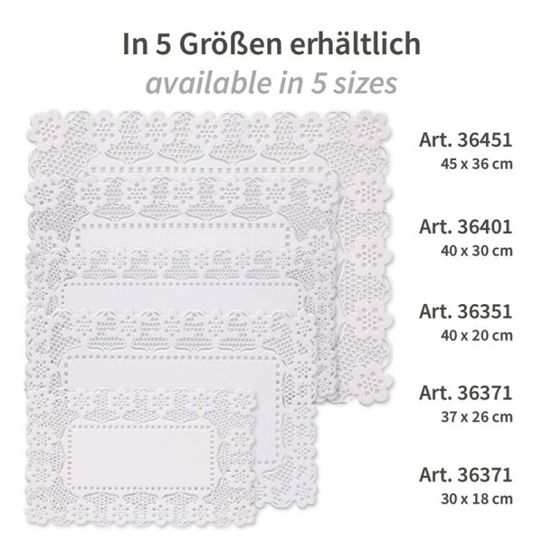 Hygostar Tortenspitzen 36371 | Rechteckige 26 x 37 cm Dessertdeckchen