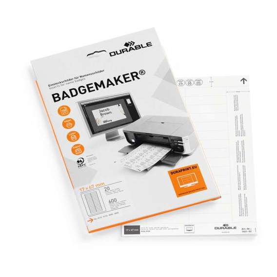 Durable BADGEMAKER 146102 | Mikroperforierte Tischaufsteller-Einsteckkarte