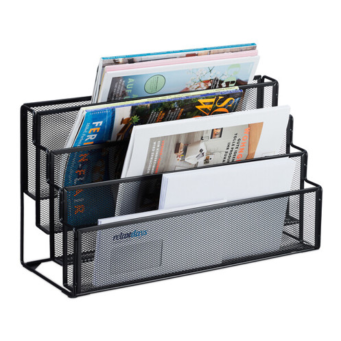 Relaxdays Zeitschriftenhalter 10047525_46 | 4 Fächer Zeitungshalter
