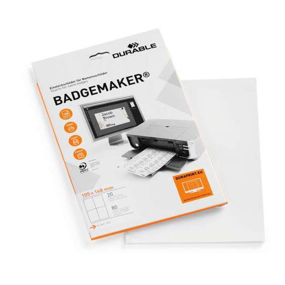Durable BADGEMAKER 142002 | Weiße A6 Tischaufsteller-Einsteckkarte