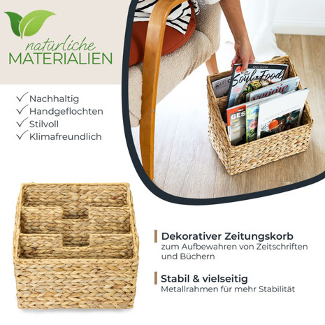 HMF Zeitungsständer 37211 | Handgeflochtener Magazinsammler